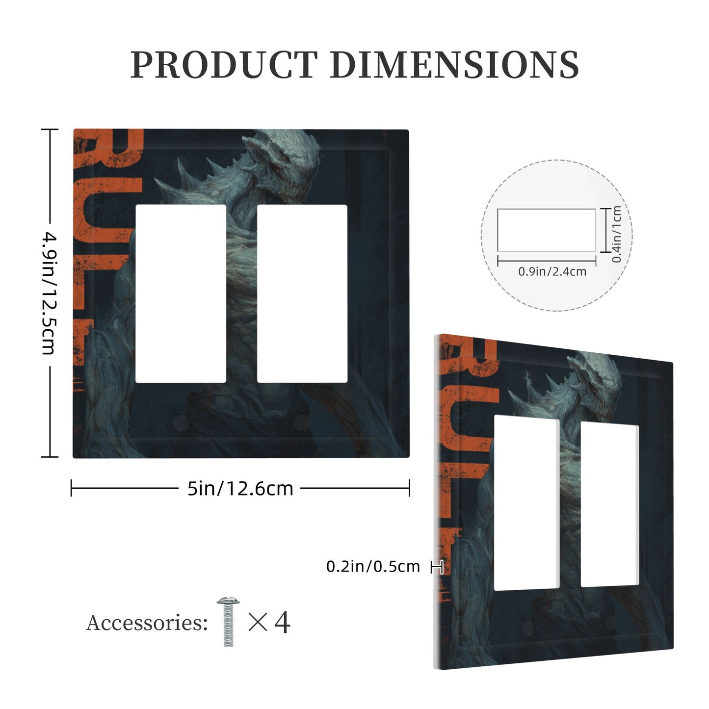 Dark Monster Themed Double Light Switch Cover Plate